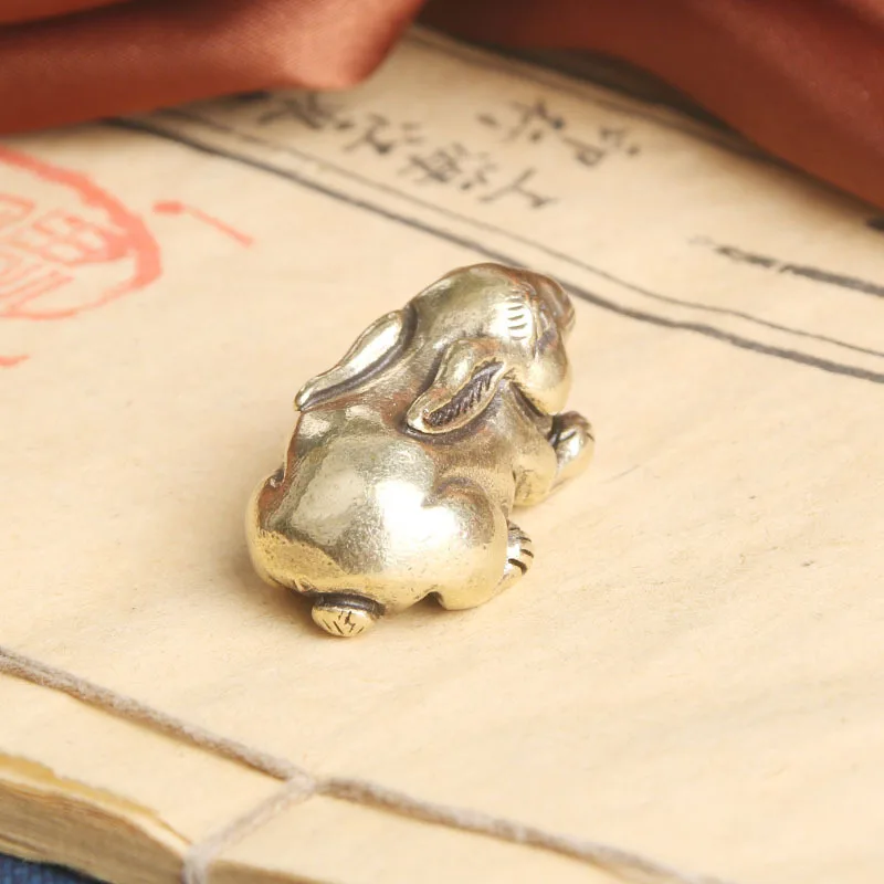 Латунные статуэтки в стиле ретро с милым Кроликом бронзовые миниатюрные поделки