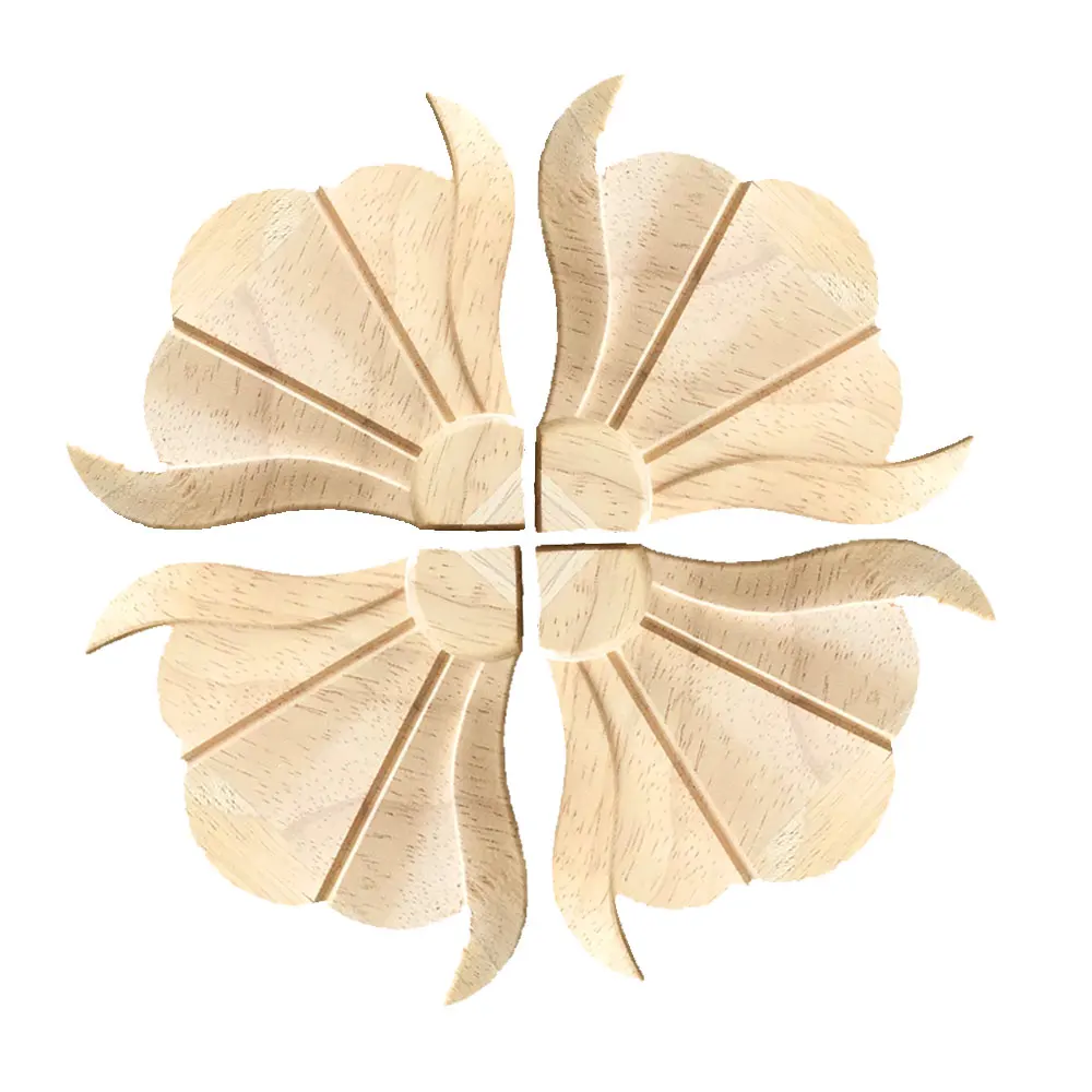 

4PCS Wood Carved Decal 4 Pcs Wood Carving Furniture Home Decorative Wooden Mouldings Furniture Wood Carved for Door Bed Wardrobe