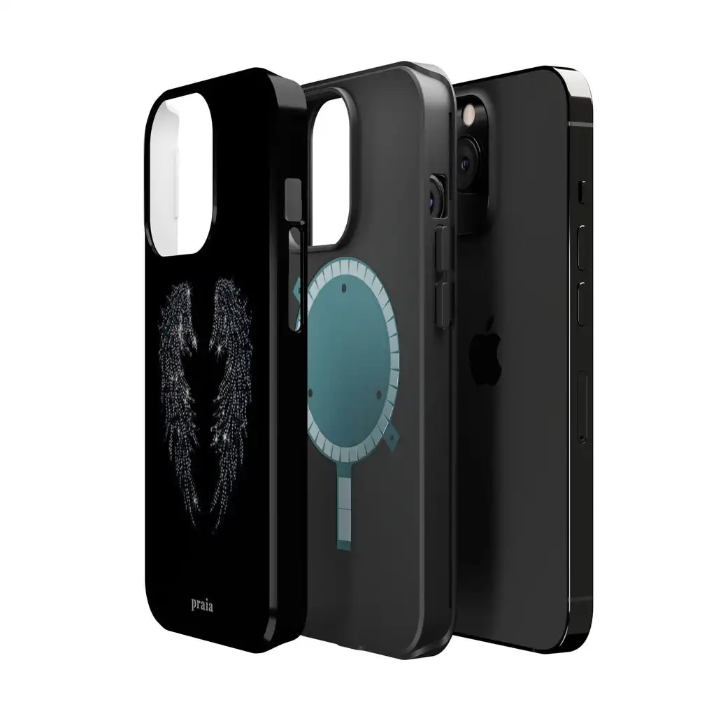 Фото Роскошный чехол Clmj Fallen Seraph для iPhone 17, 17e, 16e, 16, 15, 14, 13, 12, 11, X, XS, XR, XSMAX, Air, Pro Max, Plus, двухслойный №5