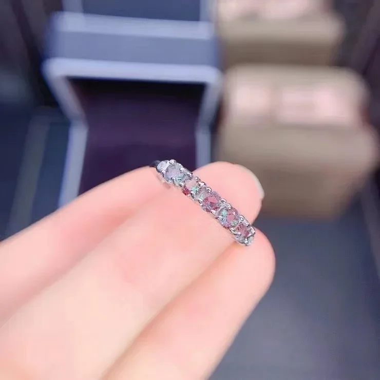 Новое настоящее серебро 925 кольцо с камнем Александра кольца изменяемого размера