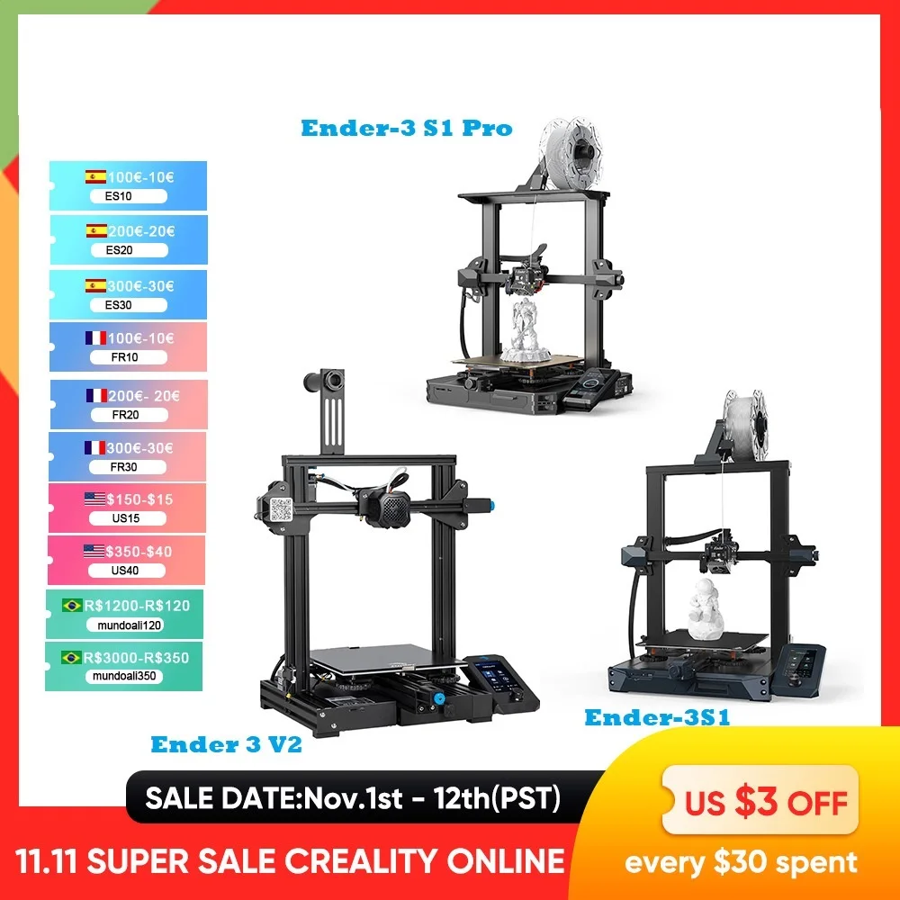 

Новый 3D принтер Ender-3/3Pro/Ender 3 V2/Ender-3S1/Ender3S1Pro, умный принтер с функцией самостоятельной сборки, 32 бит