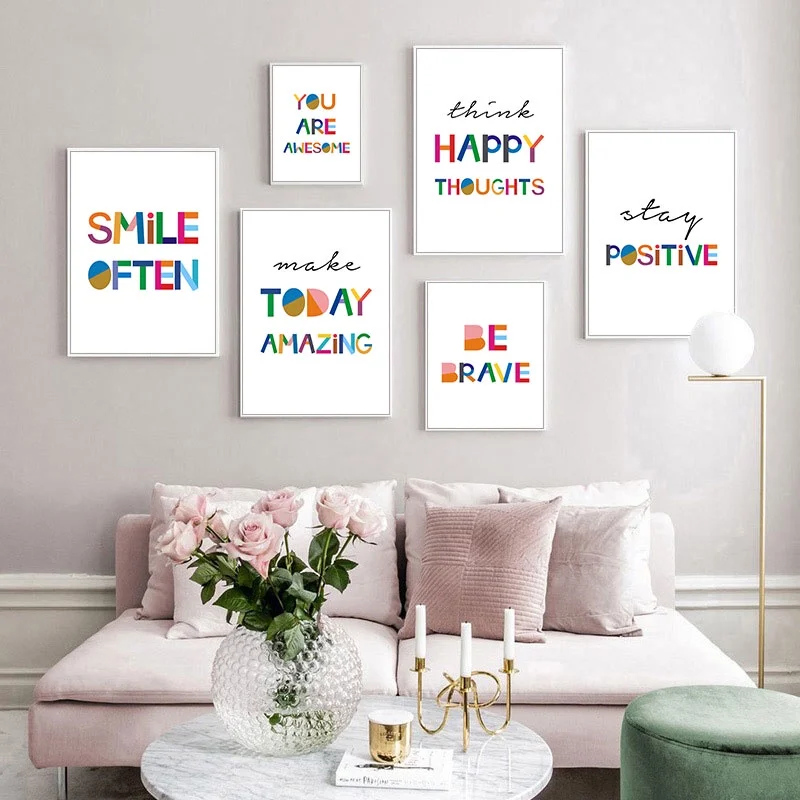 

Colorful Inspirational Words Quote Posters Prints Canvas Painting Wall Art Wall Pictures Living Room Decor Home Decoration
