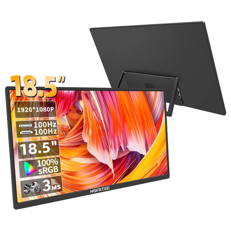 

100Hz RGB100% 18.5inch Portable Monitor With VESA Hole Stand PC Gaming Extended Display ADS-IPS Large screen Support Type C HDMI