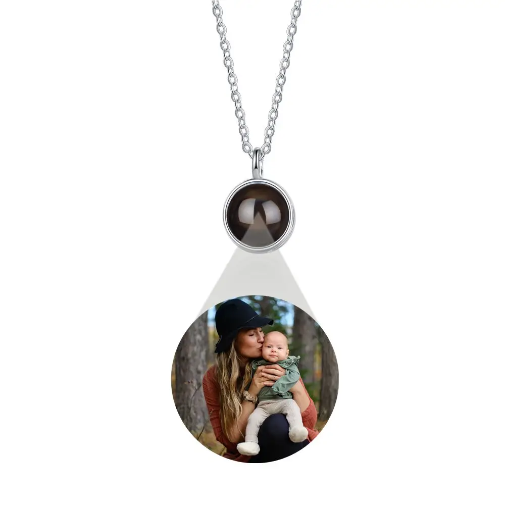 Personalized Projection Photo Necklace Custom Personality Photo Creative Pendant Necklace for Women and Men Commemorative Gift