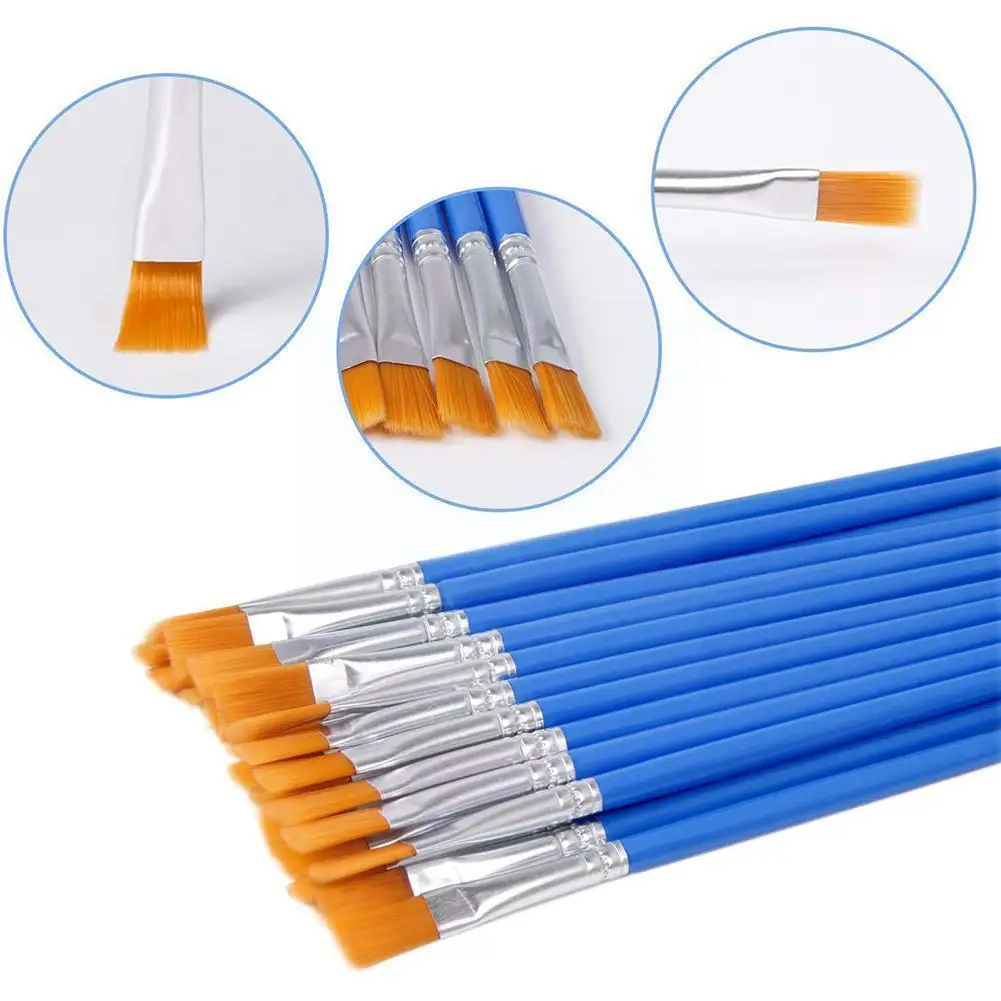 

2pcs 0.6cm Flat Paint Brushes Small Brush Volume For Painting Detail Essential Props For Painting Art S4s7
