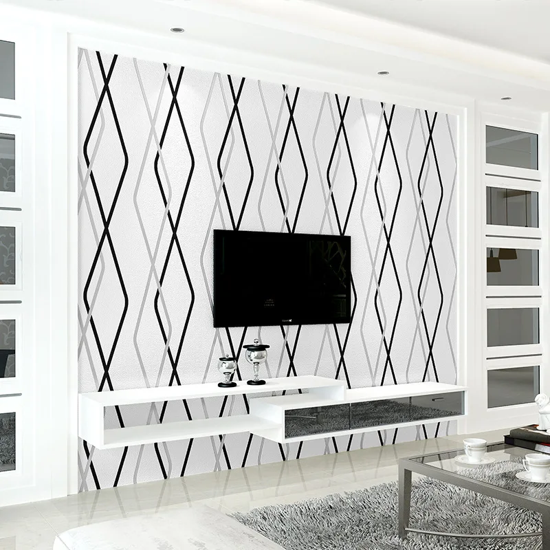 

3D Modern Minimalist Geometric Curve Striped TV Background Wallpaper Thicken Non-Woven Fabric Bedroom Living Room Wallpaper