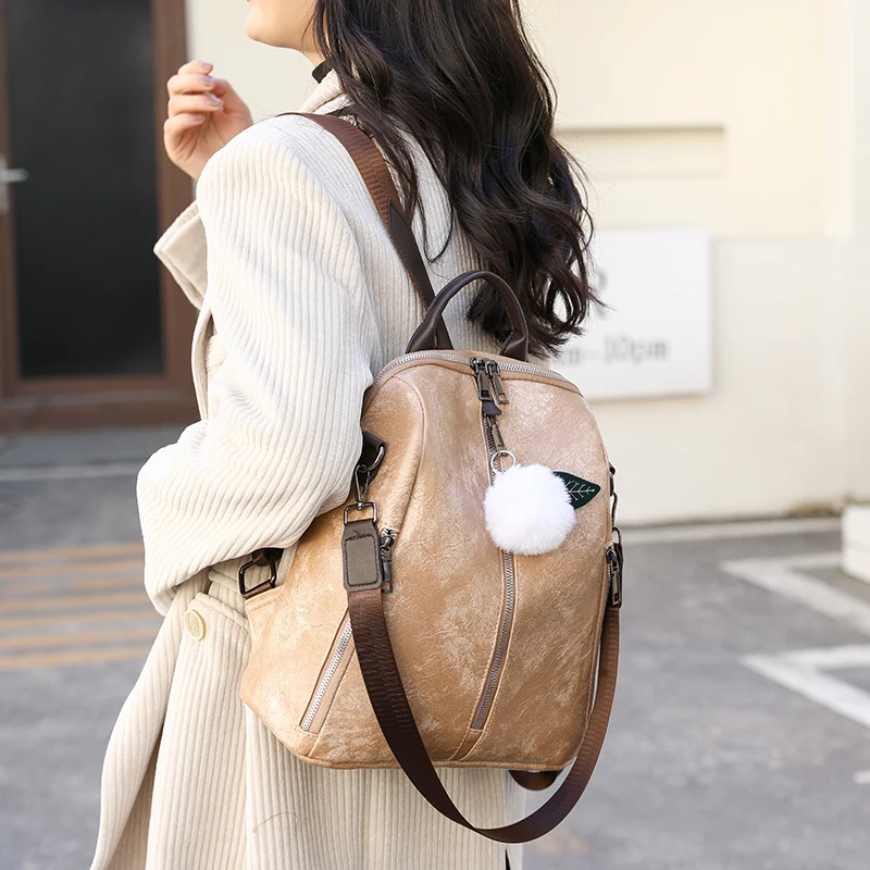 

Модный новый трендовый рюкзак из искусственной кожи для женщин для подростков, женская сумка на плечо, винтажная дорожная сумка, брендовый рюкзак