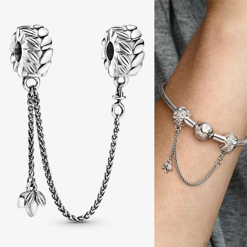 

925 Sterling Silver Silver Wheat Ear Safety Chain Fit Pandora Women Bracelet & Necklace Diy Jewelry