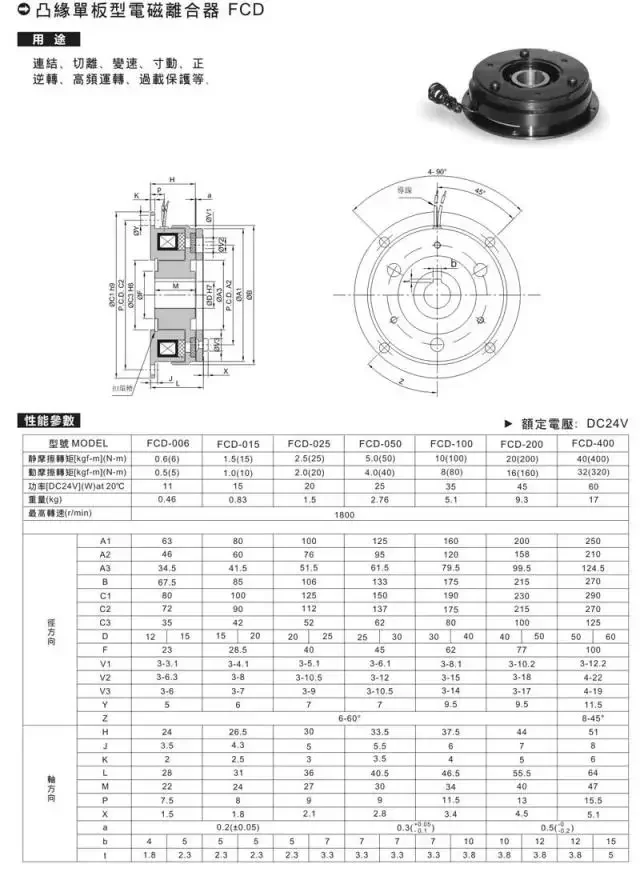 FCD-025 Электромагнитная муфта FCD-2 5 DC24V 2 кг Внутреннее отверстие 20 мм 25 Вт