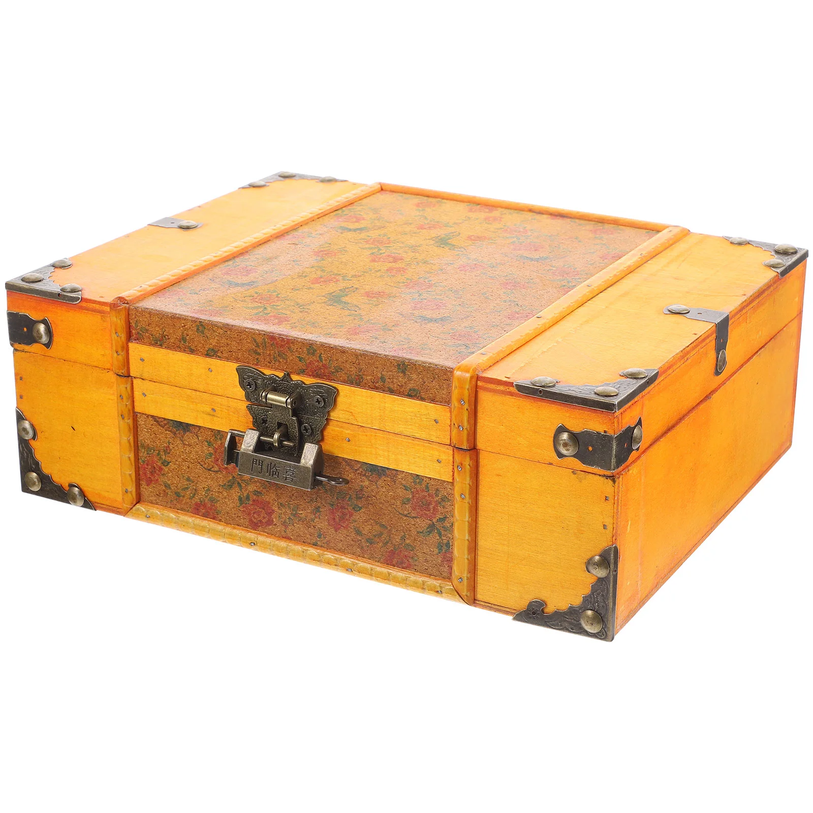 

Wooden Jewelry Storage Box Vintage Decorative Box with Lid Lock Rustic Jewelry Box