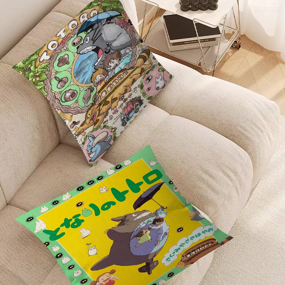 Movie T-Tonari No T-Totoro Pillow Covers Cartoon Sofa Decorative Home Double-sided Printing Short Plush Cute Cushion Cover