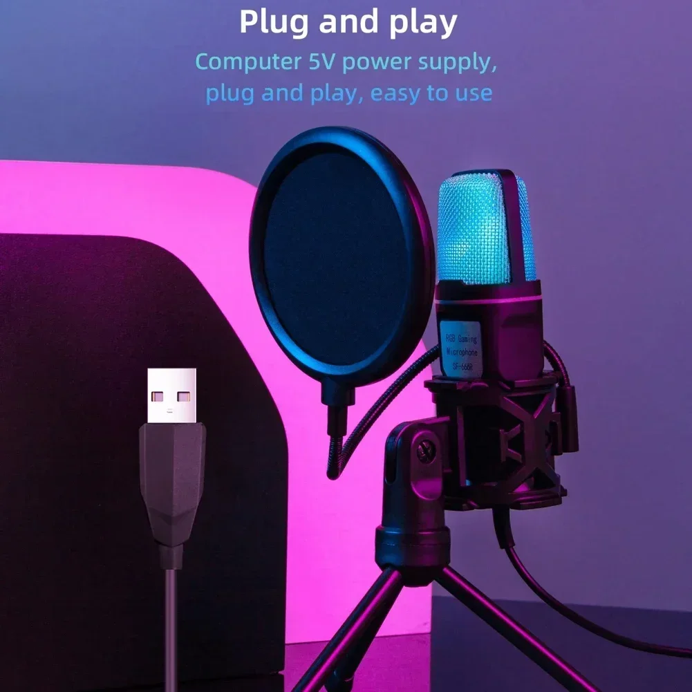 Проводной USB-микрофон SF666R для записи подкастов с подставкой