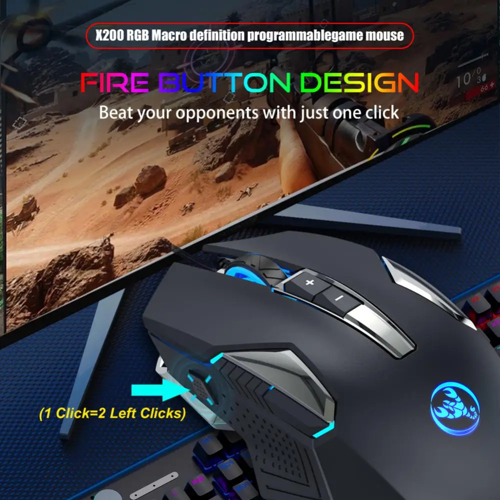 

Programming Usb Game Mouse Lighting Wired Gaming Mouse 8 Programmable Keys 8000dpi Game Accessories 8-key Mouse Profession Mice