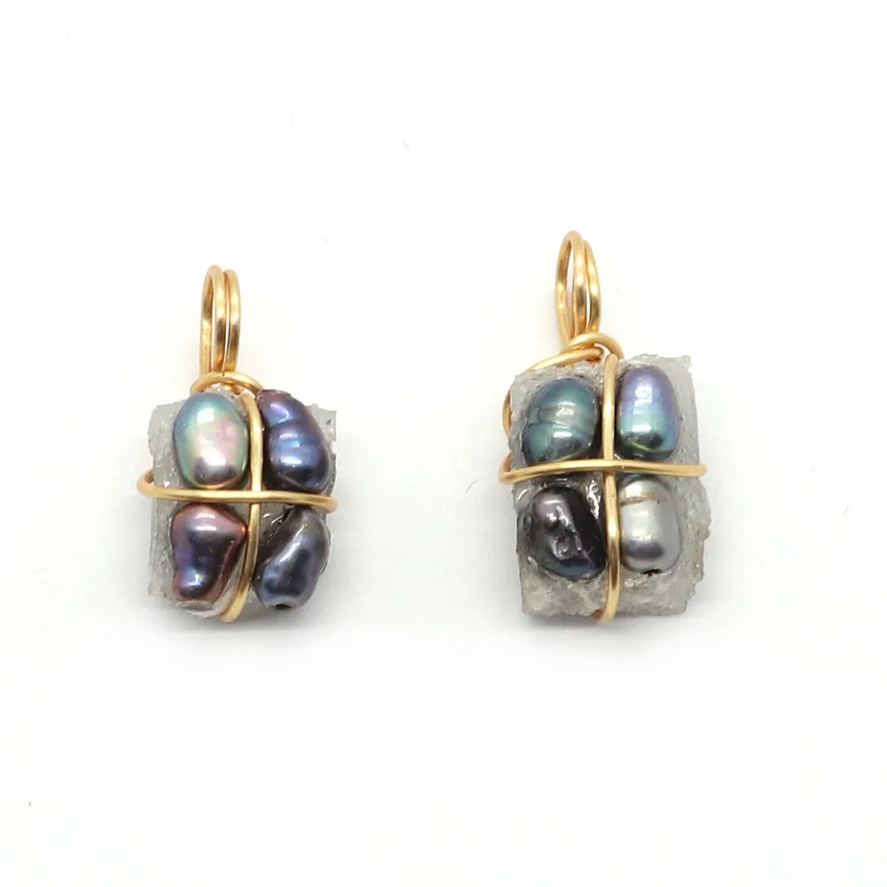 

Resin Inlaid Baroque Pearls Hand Wound Irregular Pendant For DIY Making Feminine Glamour Jewelry Earrings Necklace Accessories