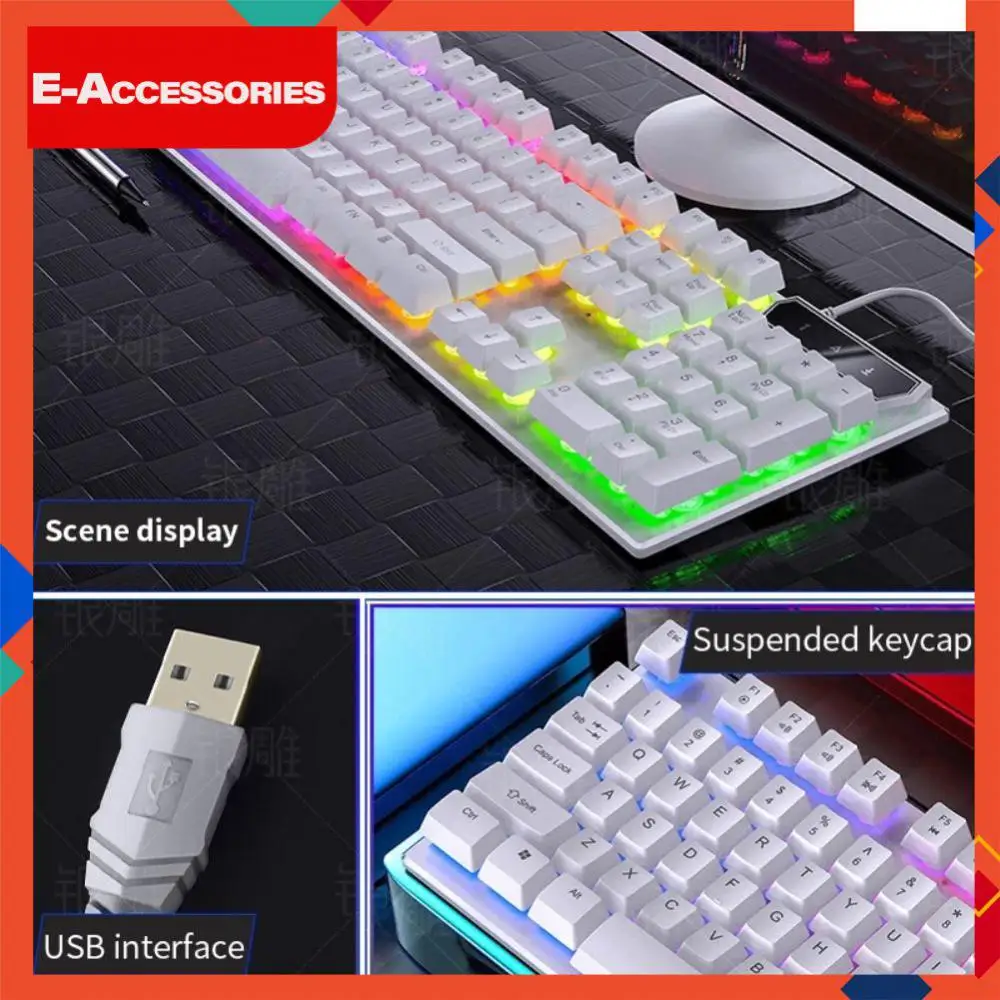 

Portable Ergonomic Keyboard With Foot Support Gaming Keyboard Led Backlit Waterproof Mechanical Wired Keyboard 104 Keys