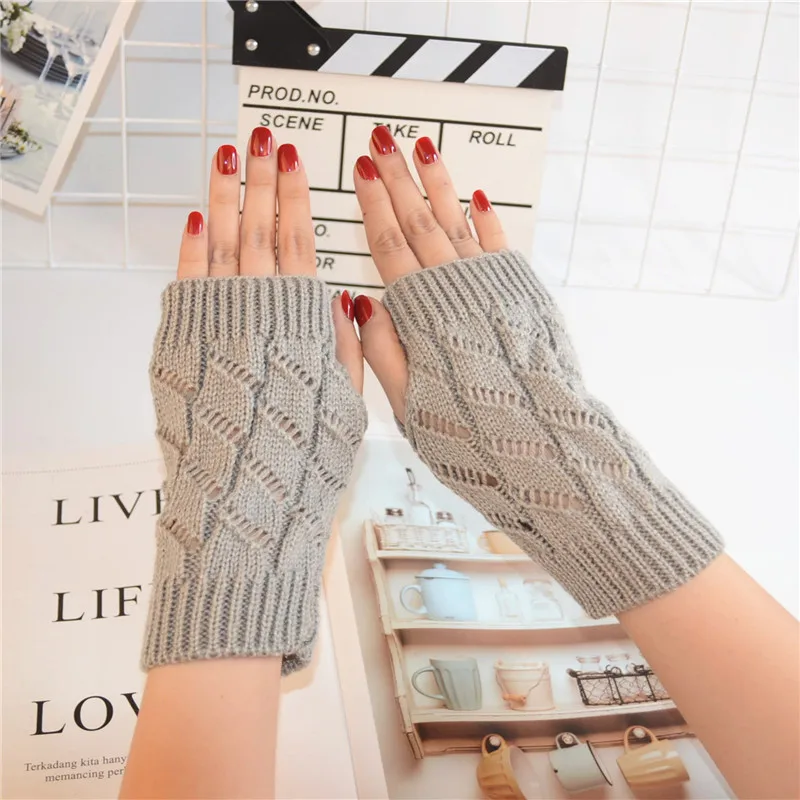 

Half Finger Gloves for Women Winter Soft Warm Wool Knitting Arm Gloves Soft Warm Mittens Unisex