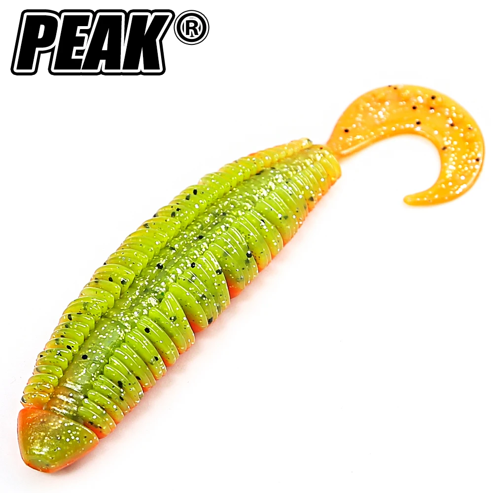 

PEAK Fishing Worm Soft Lures Jig Wobblers 100mm Easy Shiner For Carp Bass Artificial Double Colors Silicone Swimbait