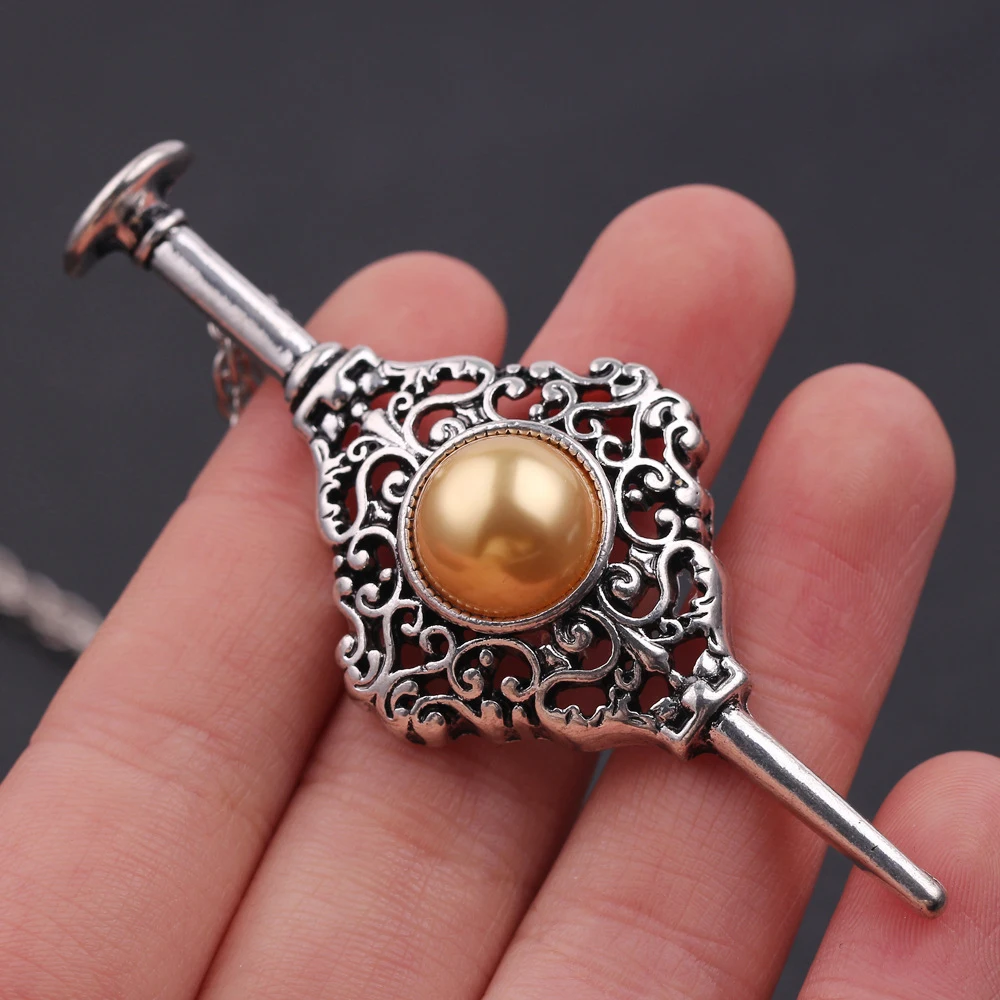 

Magic Grindelwald's Pendant Necklace Dumbledore Blood Pact Stone Silver Plated Vintage Jewelry Necklace for Women Fans Gifts