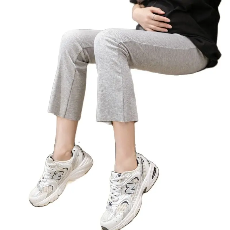 Весенние Брюки до щиколотки для беременных женщин хлопковая эластичная верхняя