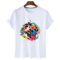 100 cotton hawaiian flower print short sleeve t shirt women 2022 summer womens casual t shirt short sleeve womens t shirt