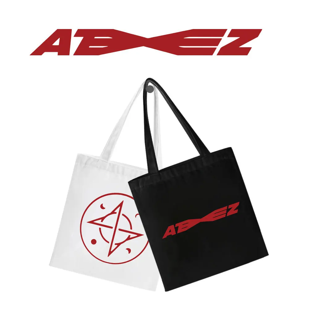 

KPOP ATEEZ Logo Printed Canvas Shoulder Bags Wooyoung Seonghwa Hongjong Unisex Fashion Shopping Travel Student Office Handbags