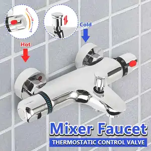 Термостатический смеситель для ванной комнаты, смеситель для душа, регулирующий клапан воды, настенный керамический смеситель с двумя ручками
