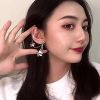 2022 fashion butterfly clip earring for teens women ear cuffs cool jewelry retro chain long hanging earings metal gift