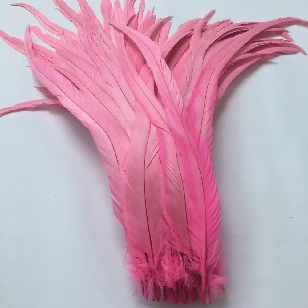 

100Pcs Pink Dyed Rooster Coque Tail Feathers Plumes 35-40CM 14-16" DIY Dyed Cock Tails Clothing Accessories Jewelry Performance