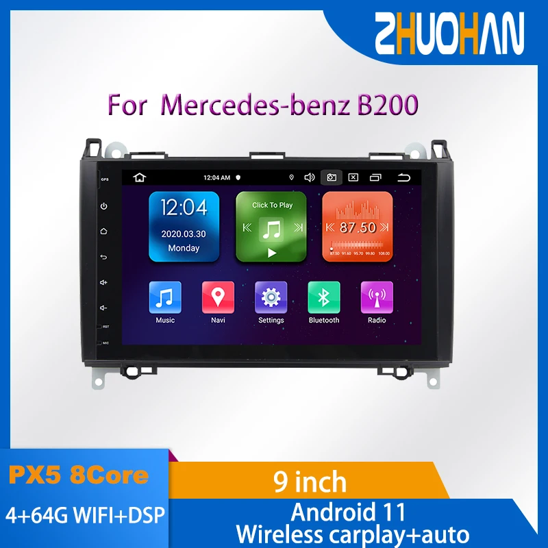 

Автомобильный DVD-плеер на Android 11, автомобильный мультимедийный плеер для Benz B200, GPS-навигация, радио, DSP, CarPlay, автомобильное стерео