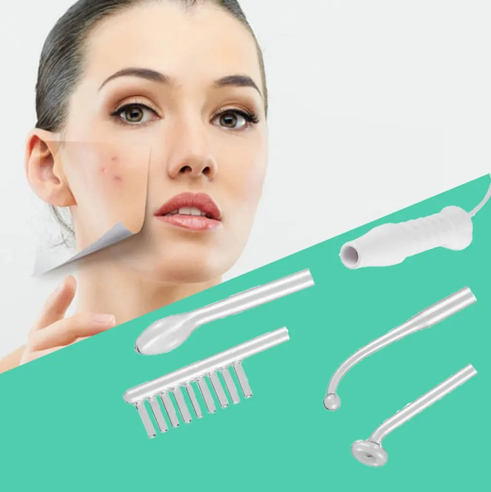 Portable Electrode High Frequency Facial Beauty Machine Electrotherapy Wand Glass Tube Face Cleansing Skin Tightening Device