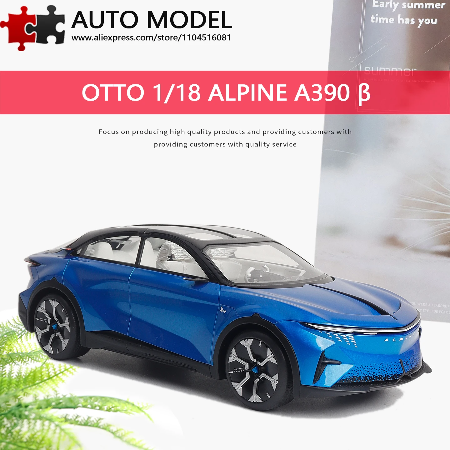 Фото Модели автомобилей Otto Mobile 1:18 Alpine A390 Β, цвет «Синий глянец», 2024, коллекционные миниатюрные машинки из смолы, лимитированная серия, игрушка для демонстрации №1