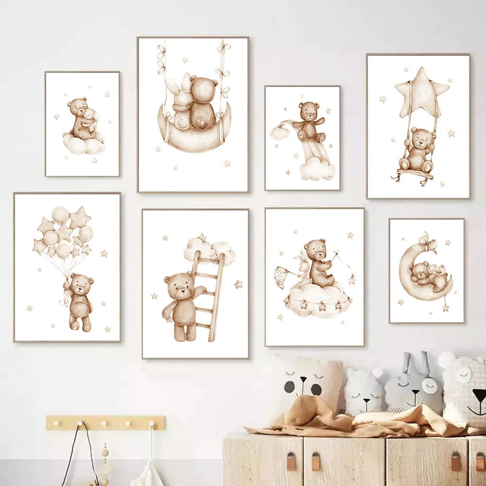 Настенный принт &quotЗвездное облако луна кролик медведь&quot ARDOR