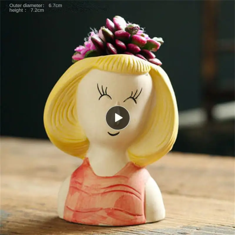 

Creative Closed Eyes Face Head Planter Flower Pot Cute Portrait Plant Pot Garden Decor Unique Face Planters Pot With Drain Holes