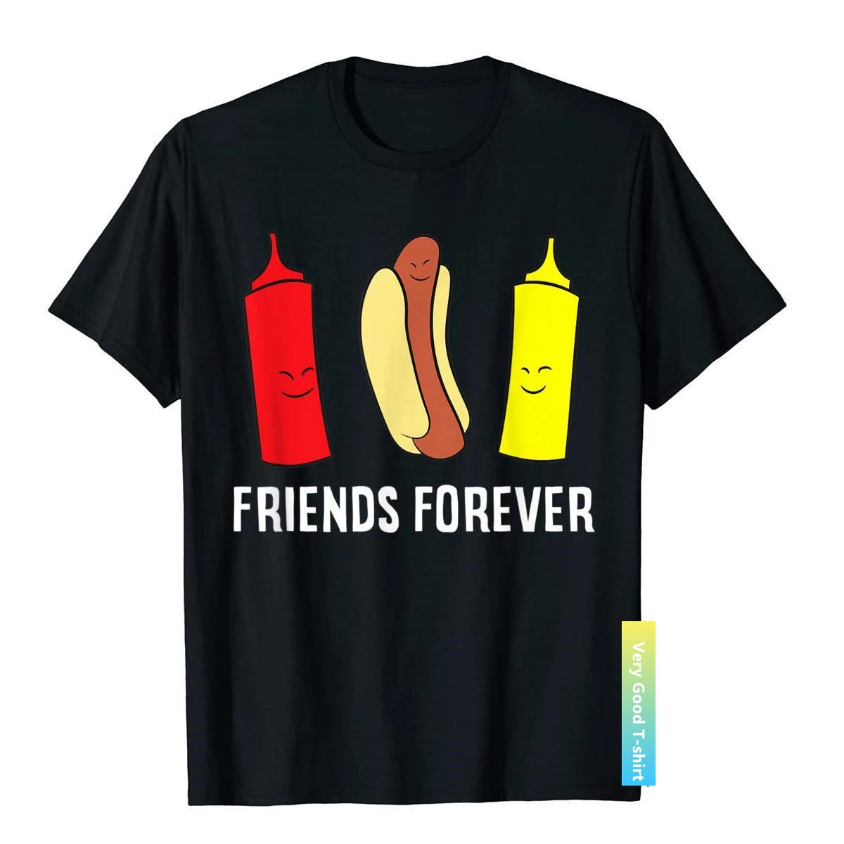 

Hot Dog Ketchup Mustard Friends Forever Cute Hotdog T-Shirt Vintage Tight Tops Tees Wholesale Cotton Men T Shirts