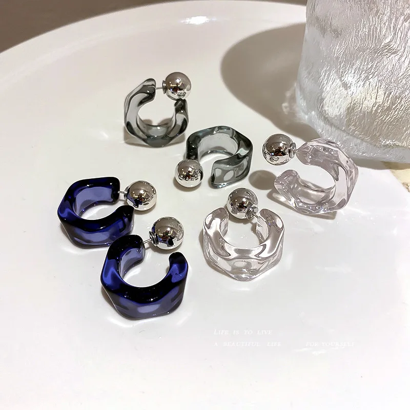 Minar Korean Japanese Clear Resin Arcylic Hoop Earrings for Women Irregular Geometric Silver Beads Statement Earring Oorbellen
Minar Korean Japanese Clear Resin Arcylic Hoop Earrings for Women Irregular Geometric Silver Beads Statement Earring Oorbellen