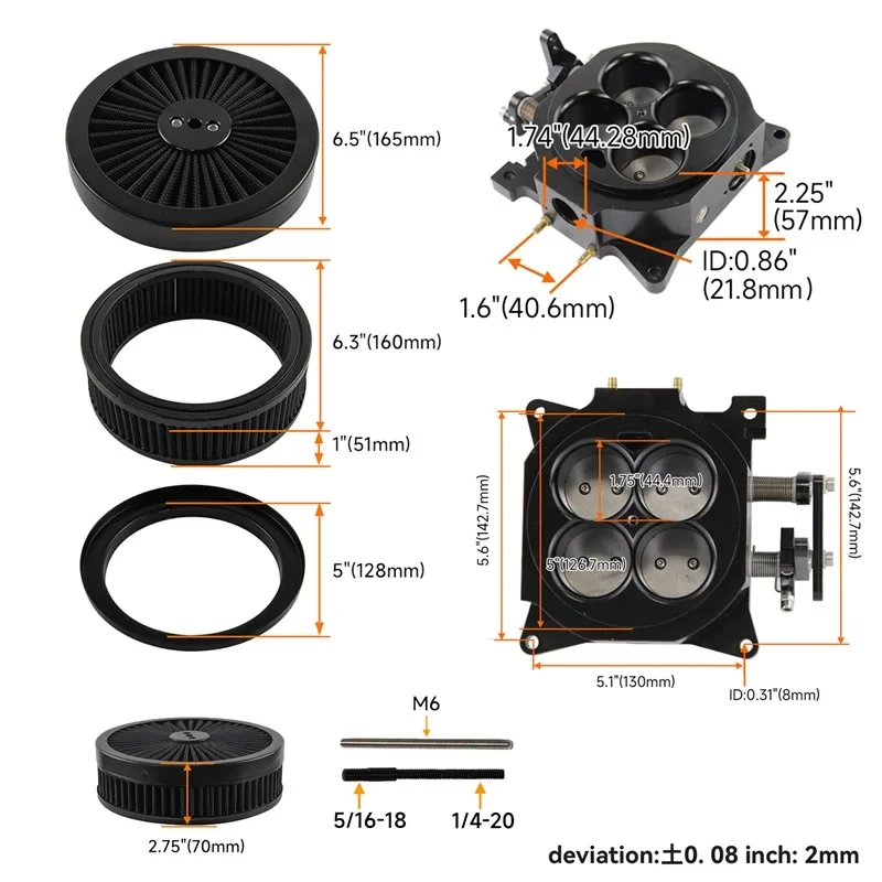 4150 Карбюратор 1000CFM Корпус дроссельной заслонки 1 75 дюйма Core 4 Barrel + очиститель