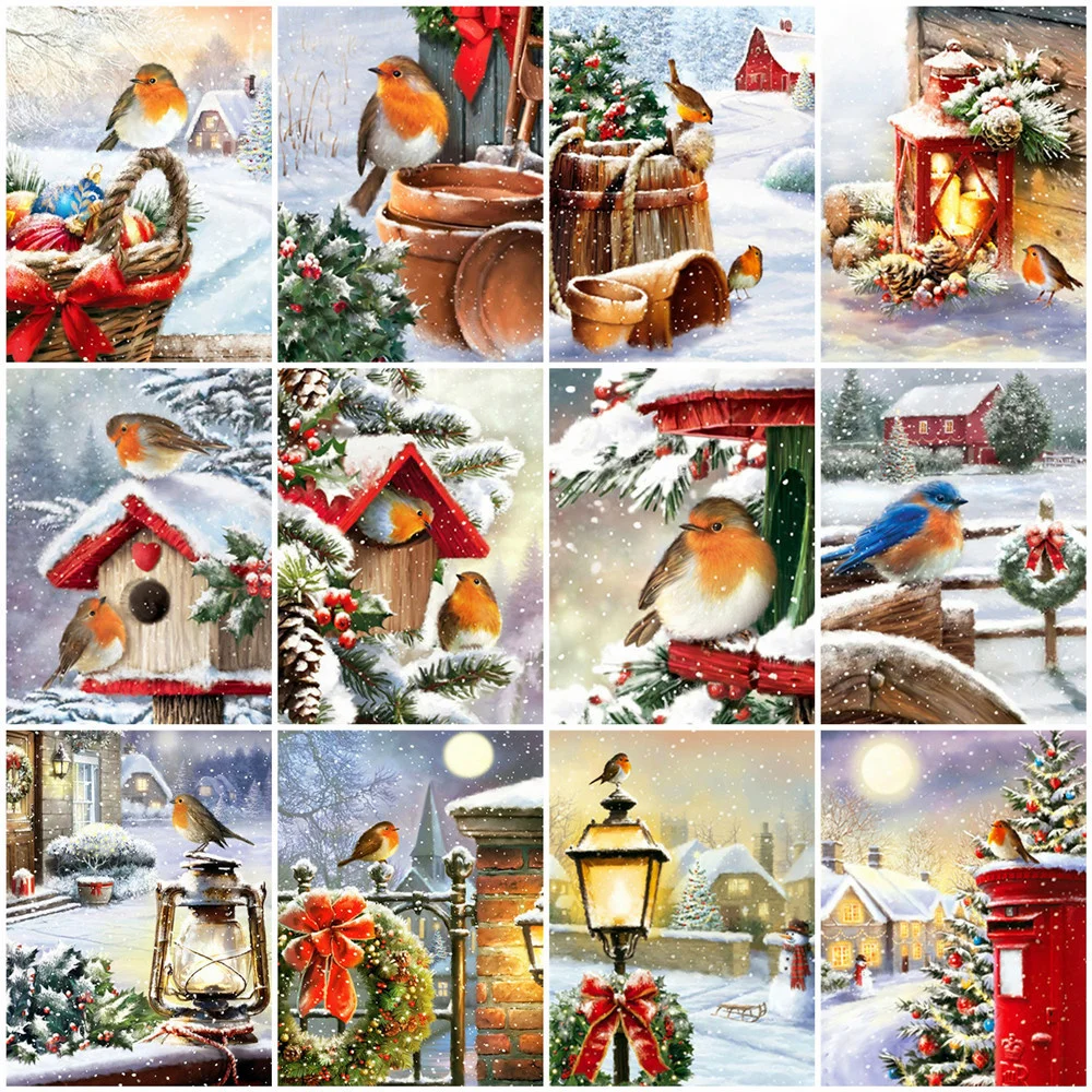 

Huacan 5D Diamond Painting New Bird Winter Handicraft Full Square/Round Mosaic Animals Handicraft Wall Decoration