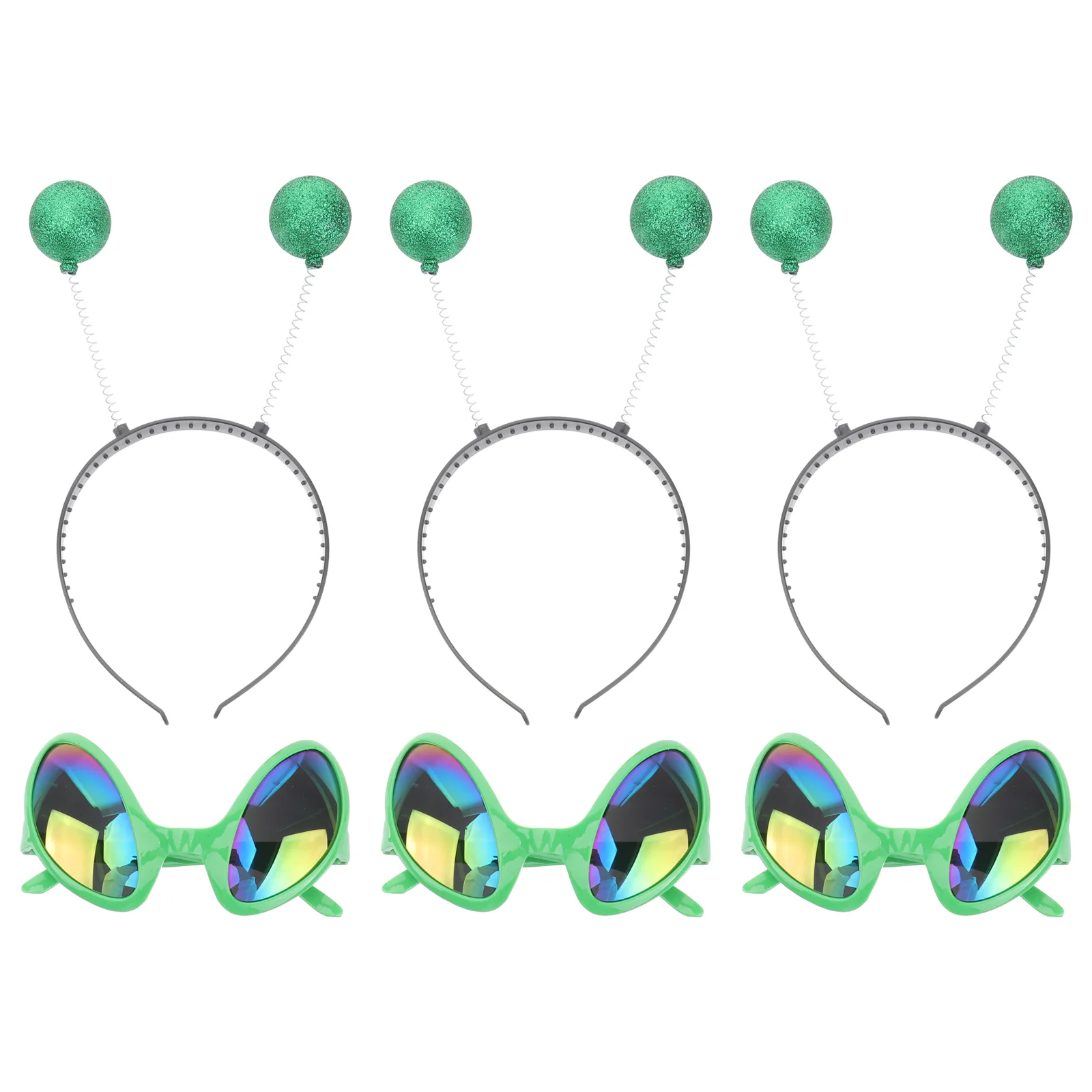 

Alien Party Boppers Headband Antenna Cosplay Glasses Hair Saucer Man Costume Headpiece Favors Head Headdress Green
