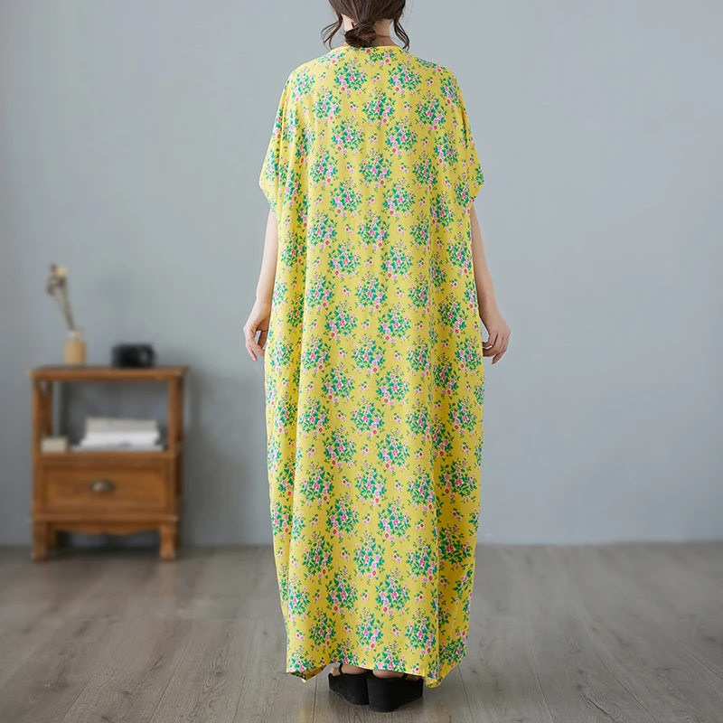 Женская летняя юбка из хлопка и льна желтый китайский стиль