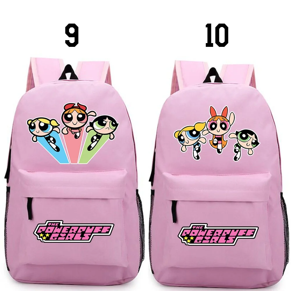 Japan Anime P-Powerpuffs Girls Girls Power Printed  Student Backpack Back to School Snoppy Merch Schoolbag Travel bag images - 6