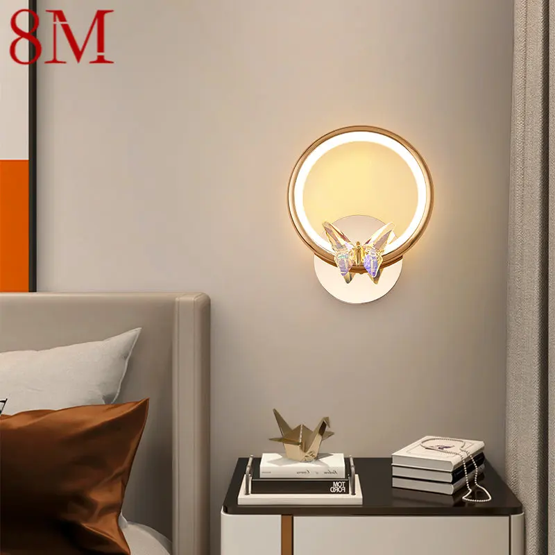 

8M Nordic Wall Lamp Modern Butterfly Decor Sconce Light Luxury LED 3 Colors Creative Fixtures For Home Bedroom Study