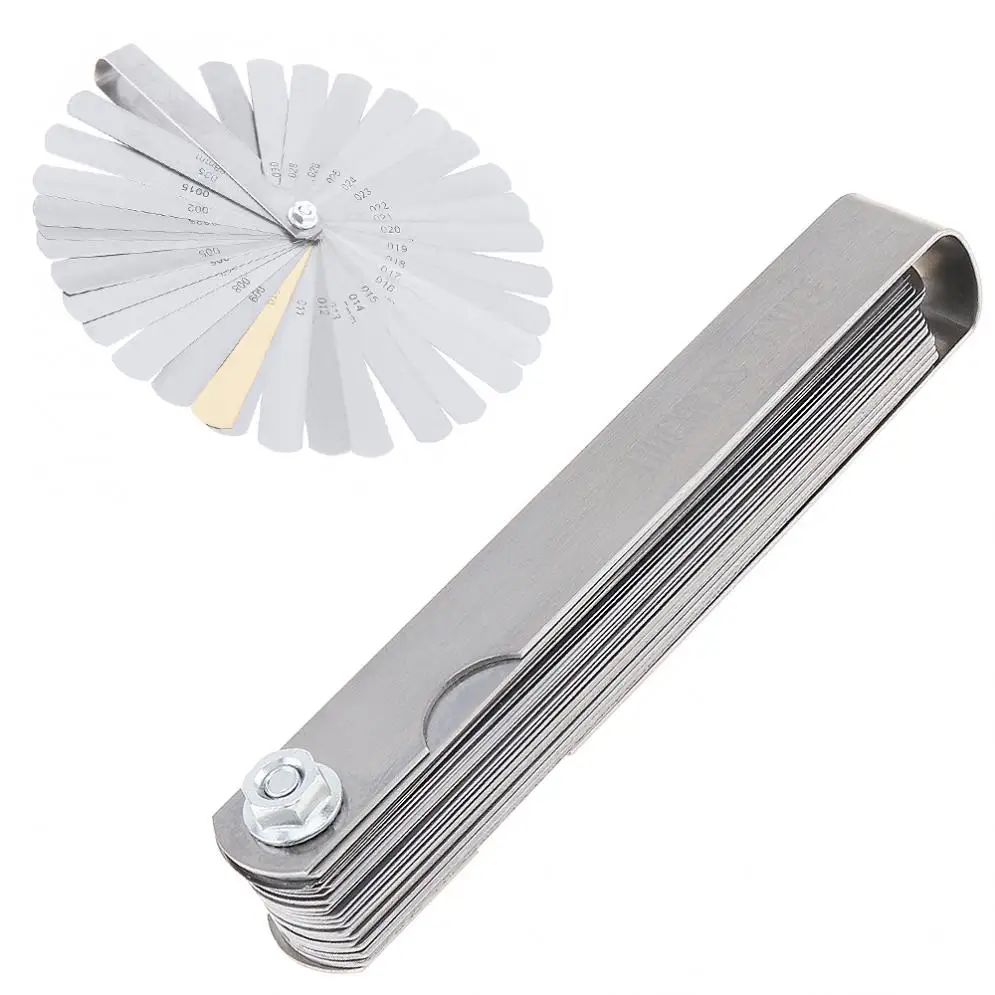 Screw Pitch Gauges 16/ 32 Blades Combination Feeler Gauge Metric / Imperial Filler 0.04-0.88mm Thickness Gage for Measuring Tool