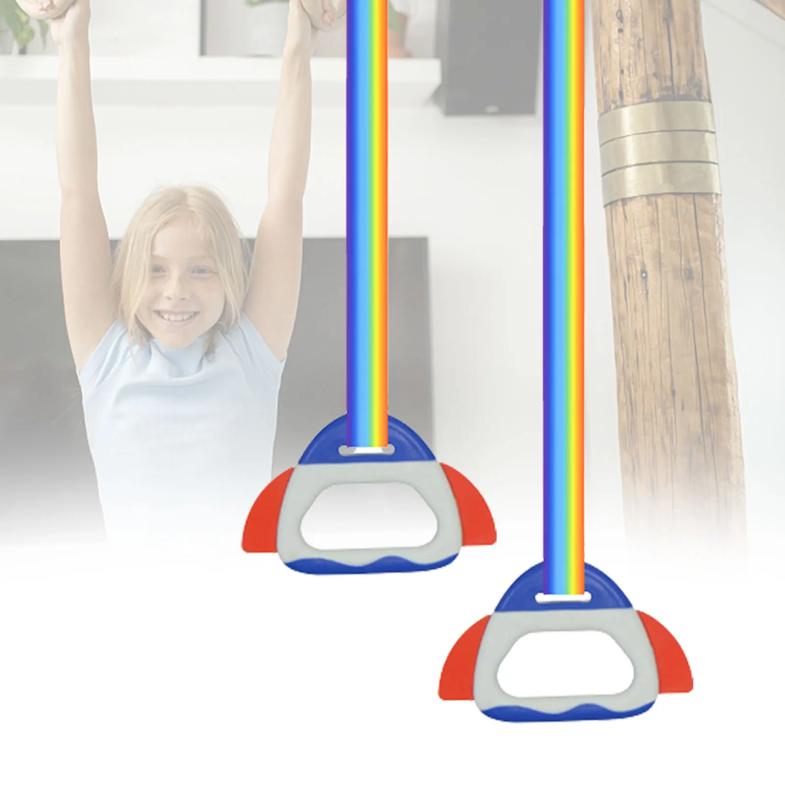 

PP Handle Gymnastics Rings Non-Slip 150KG Rocket Exercise Rings For Home Gym Full Body Workout Fitness Sports Equipment KIDS