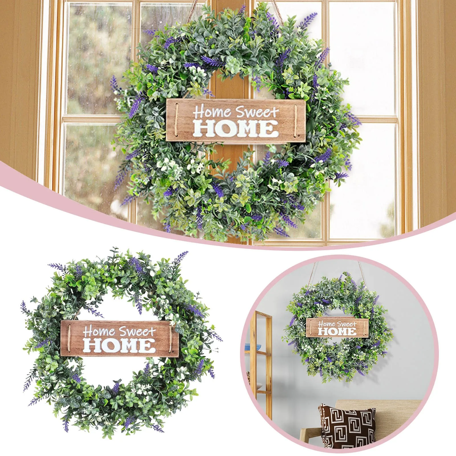 

American Style Welcome Simulation Wreath Door Decoration Leaf Wreath Party