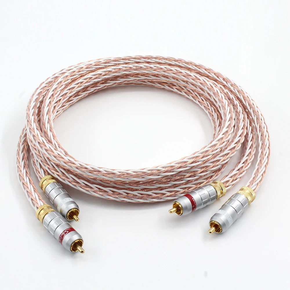 

8TC 7N OCC Pure copper RCA Cable Hi-end CD Amplifier Interconnect Gold Plated2RCA to 2RCA Male Audio Cable