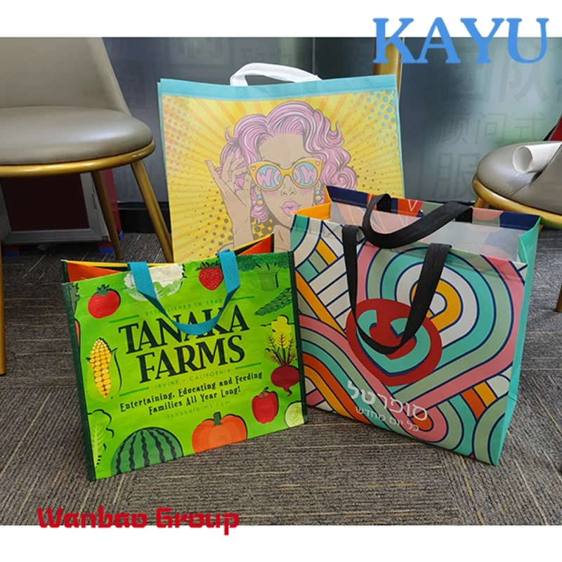 Wholesale Custom Printed Eco Friendly Recycle Reusable Grocery PP Laminated Non Woven Bag Fabric Tote Shopping Bags