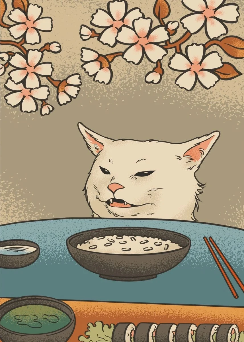 

Картина на холсте "Женщина и кошка", японский стиль