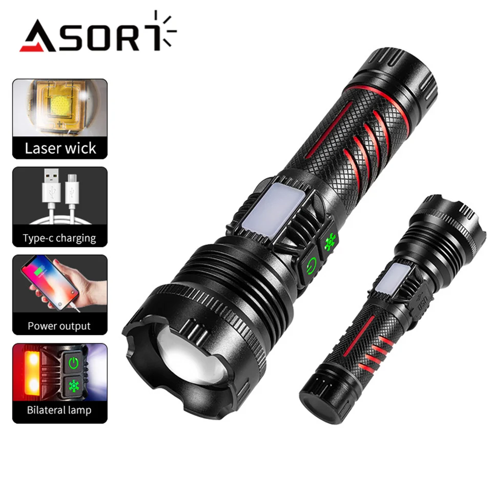 New Long Range High-power Telescopic Focusing Strong Light Flashlight USB Charging With Power Bank Function
