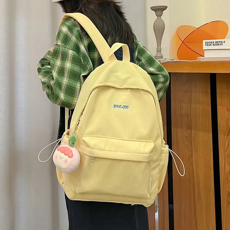 

Qyahlybz school bag female junior high school students ins wind simple college students backpack female casual shoulder bags