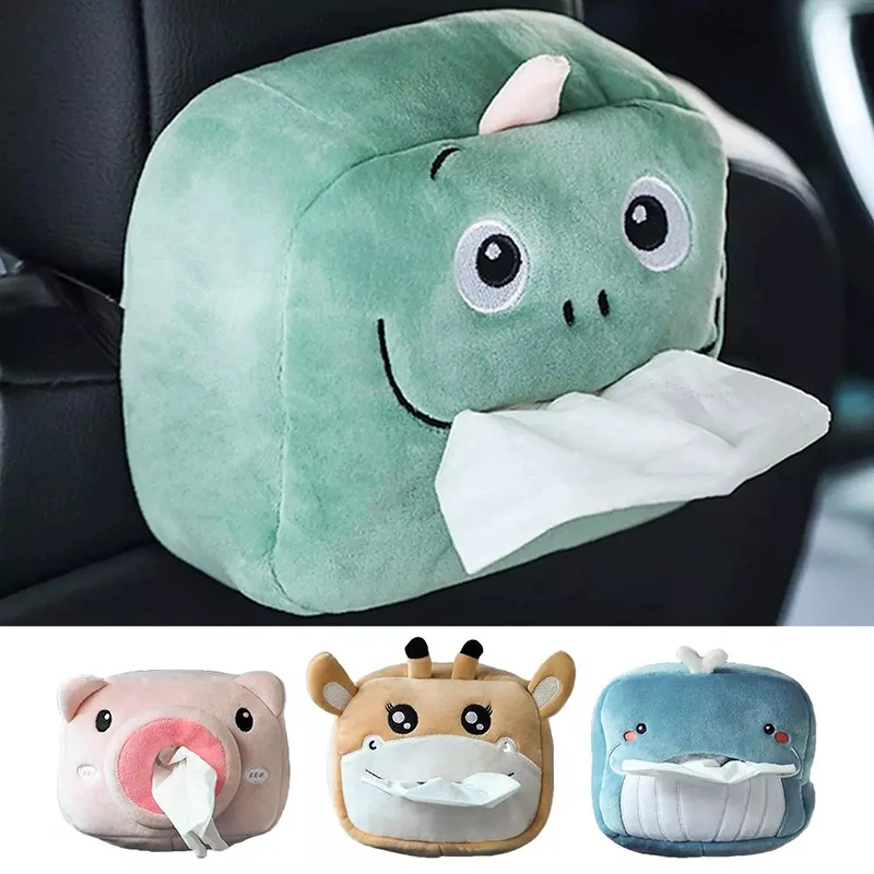 

Creative Plush Car Tissue Box Light And Portable Easy To Install Car Napkin Paper Holder Removable And Easy To Clean For Cars